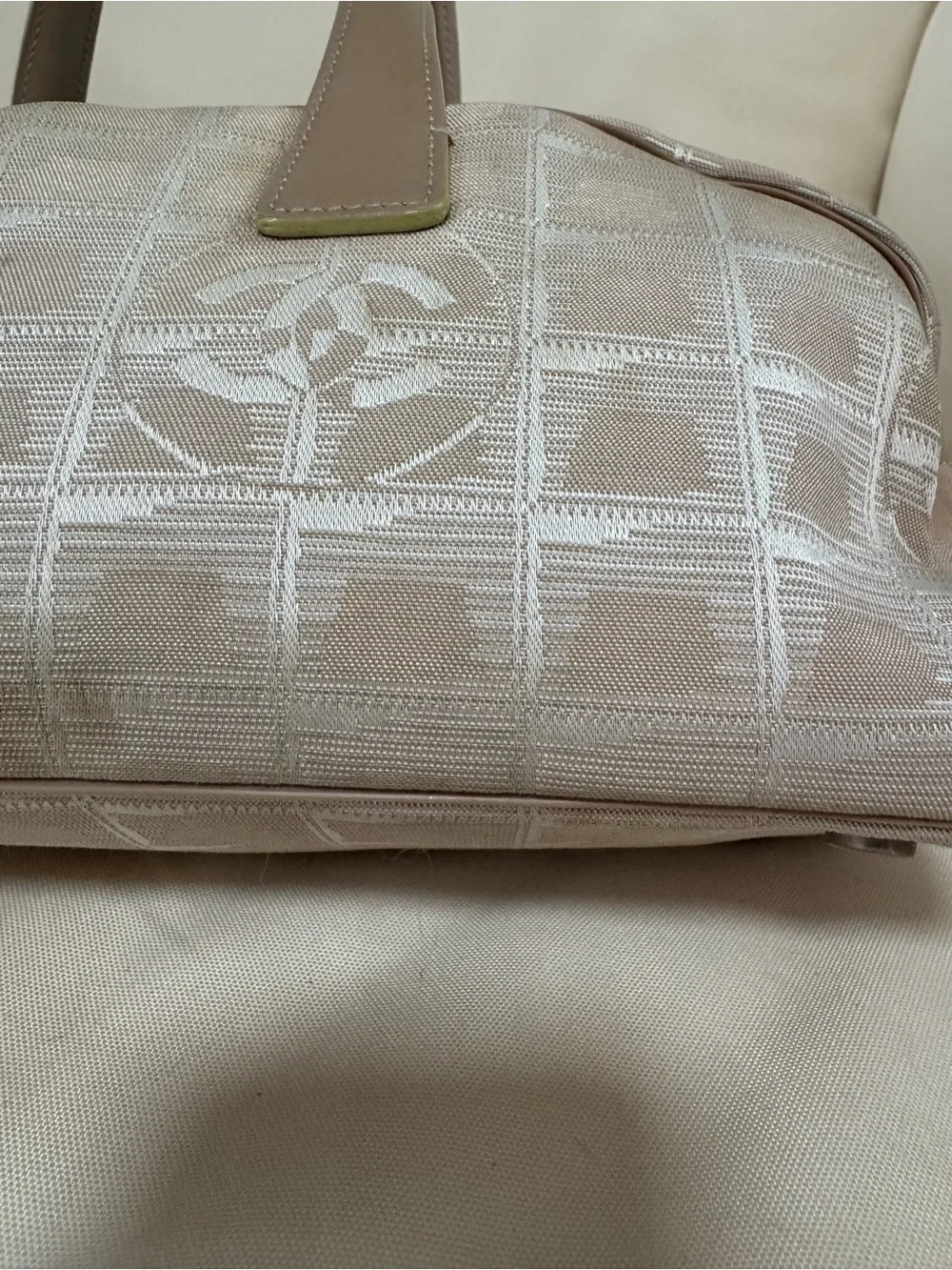 Chanel Y2K Beige Travel Ligne East West Shoulder Bag